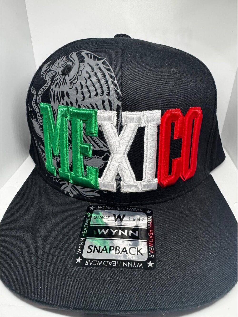 Wynn Headwear Mexico Lettering Snapback Hat Black